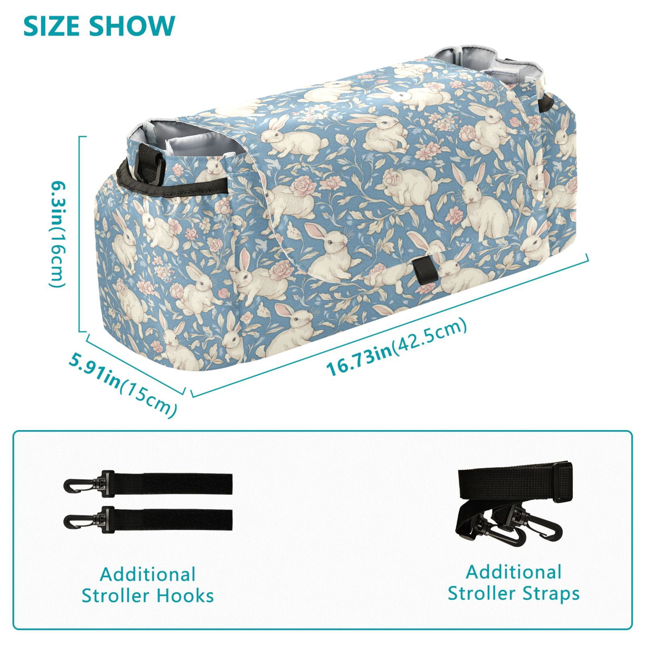 DIXRUYEE Stroller Organizer Floral Bunny Patterns Printed