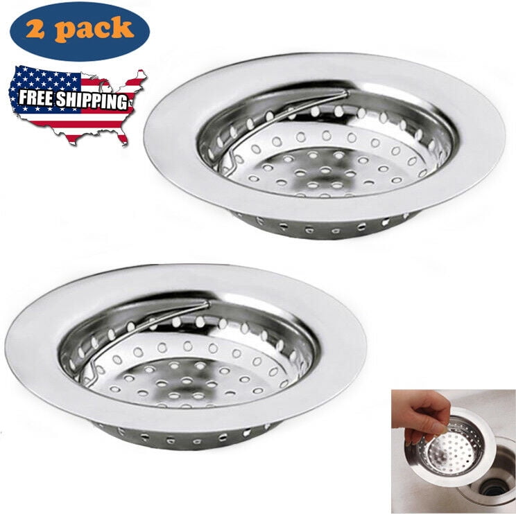 2pc Kitchen Sink Strainer Drainer Premium Stainless Steel Waste Plug Replacement