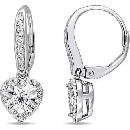 Miabella 1/2 Carat T.W. Diamond Sterling Silver Heart Halo Earrings