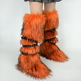 thumbnail image 2 of Women's Winter Warm Fluffy Faux Fur Knee High Snow Boots - Fashionable Cross Belt Buckle Boots, 2 of 5