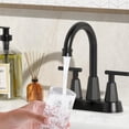 thumbnail image 3 of 4 Inch Kitchen Faucet for Sink 3 Hole,2 Handle Bathroom Sink Faucet Lead-Free Brushed Nickel Bath Sink Faucet with Pop-up Drain Stopper and 2 Supply Hoses Matte Black, 3 of 7
