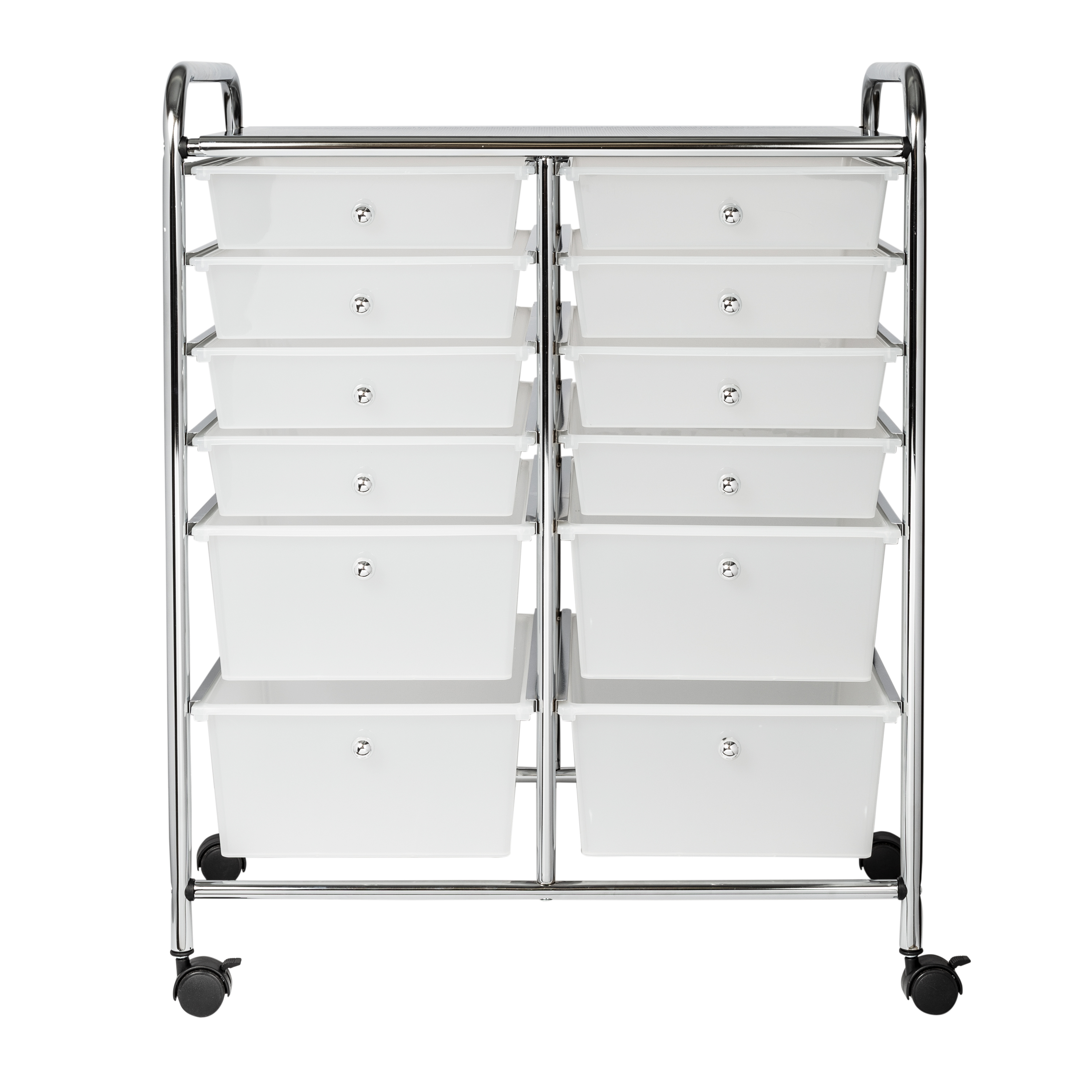 Honey-Can-Do 6 Tier Rolling 12 Plastic Drawer Storage Cart and Craft Organizer with Lockable Wheels, Clear/Chrome - image 7 of 9