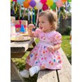thumbnail image 4 of BemeyourBBs Toddler Baby Girl Birthday Dress 6 12 18 24 Months 2 3 4 Years Little Baby Girl Summer Smocked Dress Birthday Girl Letter Balloon Embroidery Short Sleeve Peter Pan Doll Collar Dress, 4 of 9