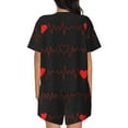 thumbnail image 3 of Bingfone Cardiogram and Heart Print Pajamas Sets for Women Soft Short-Sleeved Pjs with Lounge Shorts Two Piece Sleepwear, 3 of 8