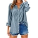 thumbnail image 5 of Neewe Womens Plain V Neck Button Down Shirts Long Sleeve Tops Casual Collared Blouses Loose Fit, 5 of 6