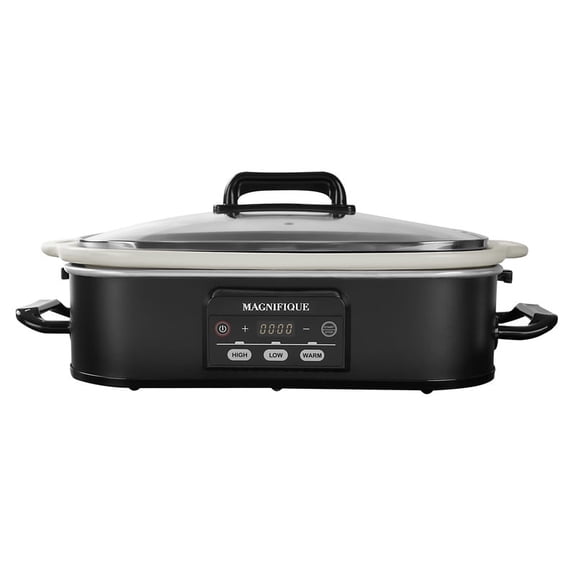 Magnifique 4 Quart Casserole Digital Slow Cooker, Premium Ceramic Bakeware for Oven,Black