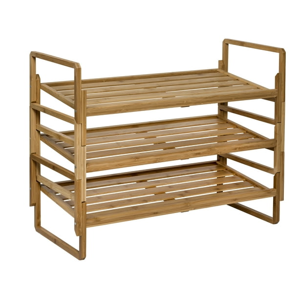 Honey Can Do 3Tier Nesting Bamboo Shoe Rack, Natural