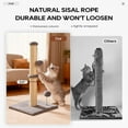 thumbnail image 2 of FDW 22 Inch Cat Scratching Post Cat Scratcher Natural Sisal Rope Scratch Post Kitten Trees with Hanging Ball for Indoor Cats ,Light Gray, 2 of 7