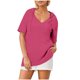 thumbnail image 4 of mfyjkho Tops Casuales Para Mujer, Camiseta/Camiseta Informal De Manga Corta Con Cuello En V Y Cordón Con Bolsillo Y Color Liso Para Mujer Tops De Gimnasio Para Mujer M, 4 of 6