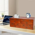 thumbnail image 2 of Wooden Desktop Organizer, 4 Packs 3-Drawer Storage Box for Home, Office, Brown, 2 of 12