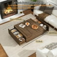 thumbnail image 6 of Blotout 47 Inch Large Square Coffee Table with 2 Deep Drawers, Modern Wooden Center Table for Living Room,  Walnut Finish, 6 of 10