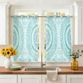 Bohemian Concentric Rings Sheer Curtains 45 Inch Long 2 Panels, Coastal ...