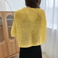 thumbnail image 5 of UVEASISHA Crochet Cardigans for Women Hollow Out Long Sleeve Open Front Cardigan Sweaters Boho Casual Beach Cover Ups Yellow Free Size, 5 of 6