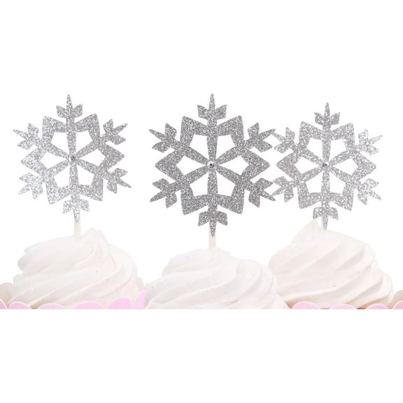 Snowflake Cup Cake Topper, WinterONEderland Party Decorations, Choose your colors, 12 Ct. 12pcs