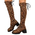 thumbnail image 5 of EliteGoogv Womens Leopard Print Over Knee Boots Crinkle Stacked Fold Shaft Chunky Heel Tall Boots For Women Winter Footwear US:6, 5 of 5