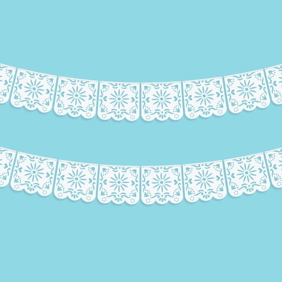 White Mexican Party Banner Decorations Papel Picado Hollow Rectangle Fabic Banner Wedding Fiesta Party Dia De Los Muertos Cinco De Mayo Mexico Decoration Papel Picado Mexicano Para Decor