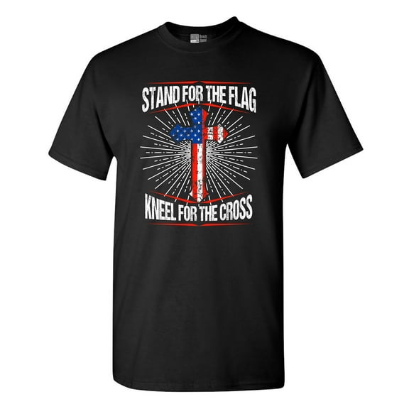 I Stand For The Flag Kneel For The Cross American Flag USA DT Adult T-Shirt Tee
