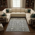 thumbnail image 2 of HomeRoots 679191 9 x 12 ft. Charcoal Ivory & Gold Oriental Washable Machine Made Rectangle Area Rug with UV Protection, 2 of 9