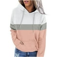 thumbnail image 2 of Zpanxa Women's Color Block Pocket Hoodie Long Sleeve Pullover Casual French Terry Loose Fit Loungewear with Drawcord, 2 of 7