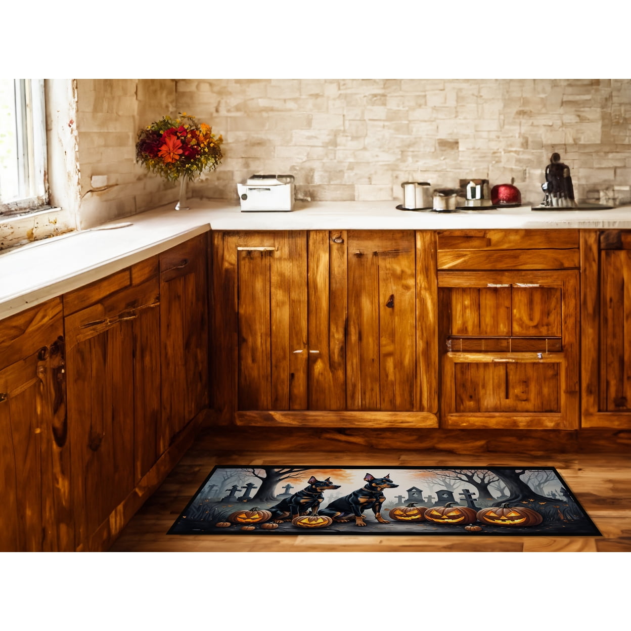 Doberman Pinscher Spooky Halloween Runner Mat 28x58 58 in x 28 in