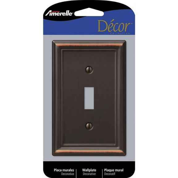1 Pc, Amerelle Chelsea Aged Bronze 1 Gang Stamped Steel Toggle Wall Plate 1 Pk