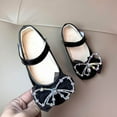thumbnail image 4 of Xfvqtps Kids Girls Mary Jane Dress Shoes Flat Ankle Strap Hook and Loop Lace Bow Rhinestone Glitter Soft Sole Non Slip Comfortable Ballet Performance Wedding Party Casual Princess Shoes Black, 4 of 5