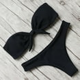 thumbnail image 2 of Swimsuit Women Tummy Control Solid Bow Tie High Cut Bandeau Bikini Set Two Piece Swimwear, 2 of 5