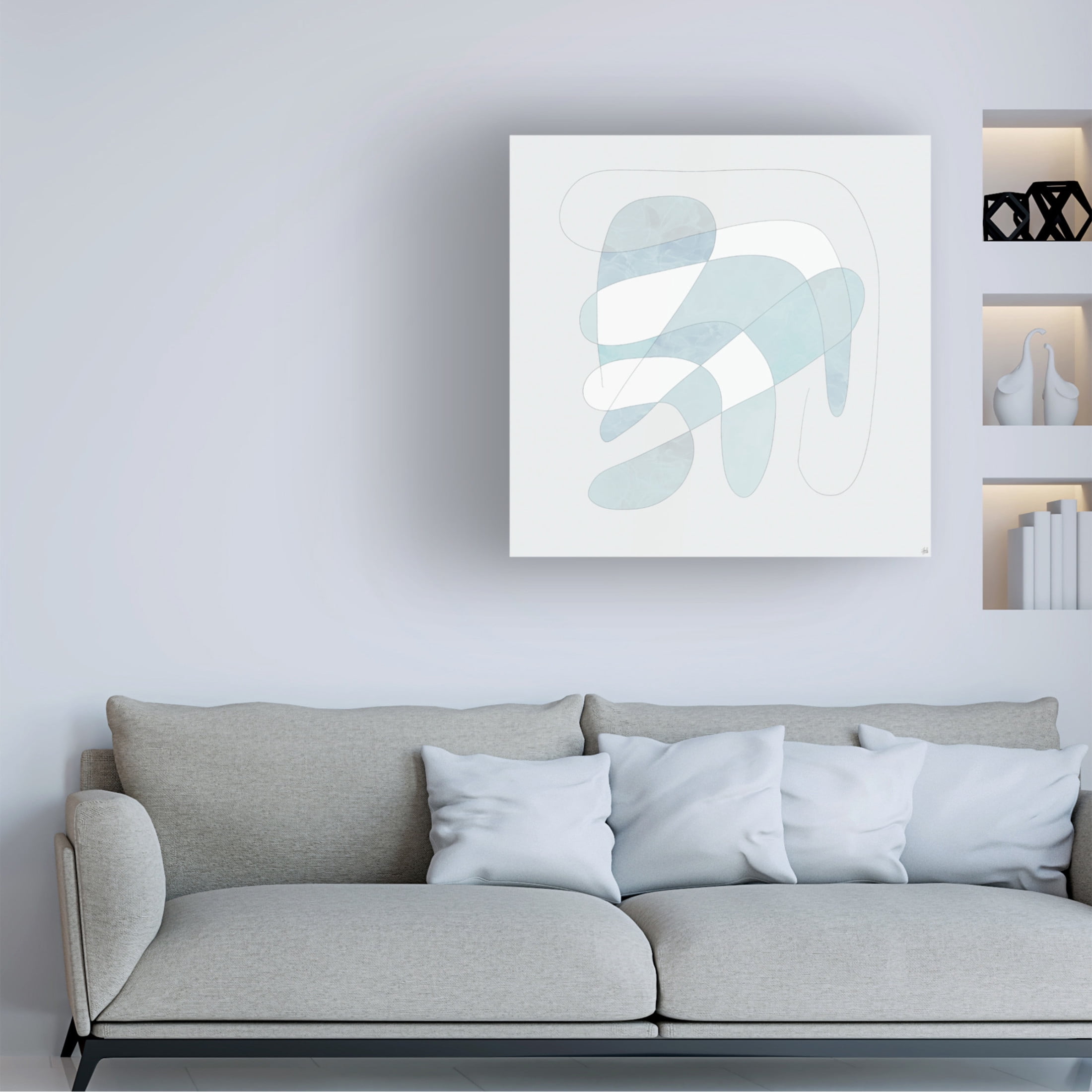 Canvas Wall Art - Line and Brush 'Light Line N Fill 2' Wall Art for Living Room, Bedroom, or Office Décor by Trademark Fine Art - 18 x 18 Inches