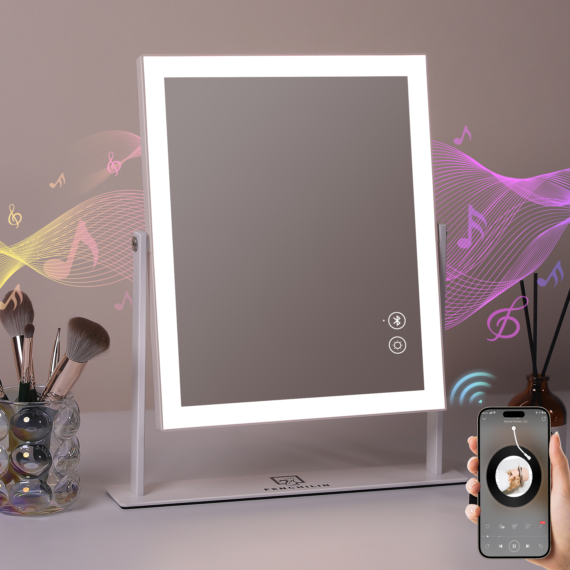Fenchilin 12x14 Vanity Makeup Mirror Bluetooth White photo 5