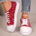thumbnail image 2 of Rokment Womens Sparkly Sequin Low Top Fashion Sneakers 2026 Spring Fall Glitter Walking Flat Casual Canvas Performance Tennis Shoes Red Size 8, 2 of 6
