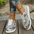 thumbnail image 2 of Metallic Mesh Low Top Fashion Sneakers for Women Glitter Breathable Lace up Walking Flats Casual Shoes, 2 of 8