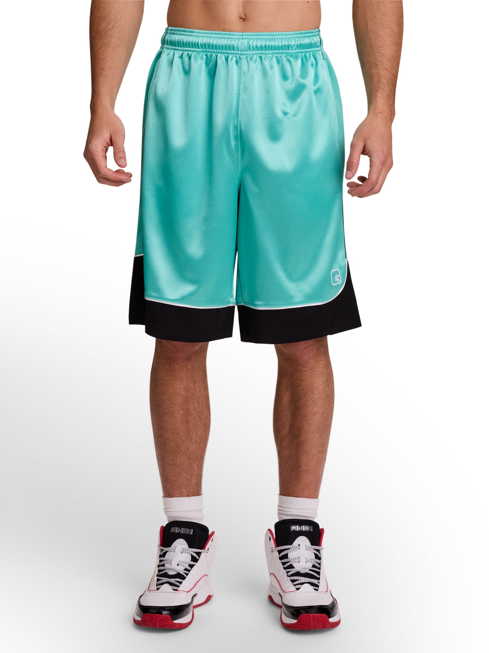 AND1 Men's and Big Men's All Court Colorblock Short, 11" inseam, up to Size 5XL