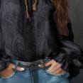 thumbnail image 4 of Helii Long Sleeve Shirts for Women Cold Shoulder Halter Neck Chiffon Blouse Boho Print Elegant Shirts Autumn Fall Outfift Casual Office Work Top, 4 of 7