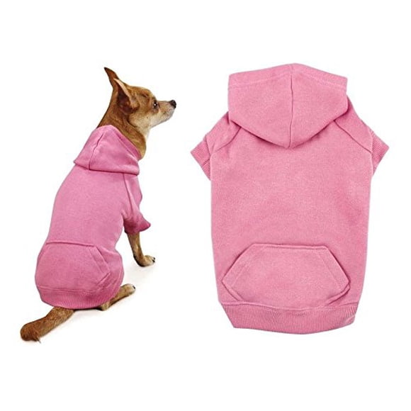 Casual Canine Joli Chandail à Capuchon pour Chien Rose en Mélange de Coton avec Poche Kangourou (Très Petit)
