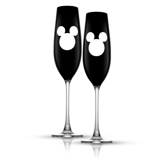 JoyJolt Disney Luxury Mickey Mouse Stemmed Champagne Flute Glass-9 oz-Set of 2 - 9 oz