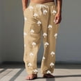 thumbnail image 1 of Pantalones largos para hombre, cintura elástica, transpirables, cómodos, suaves, informales, de playa, de poliéster., 1 of 5