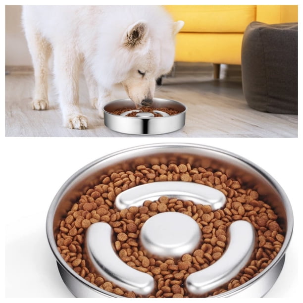 Cuenco para perros de acero inoxidable con alimentador lento, cuencos antideslizantes para comida para perros, cuencos para comer rápido, cuenco para comer lentamente para mascotas