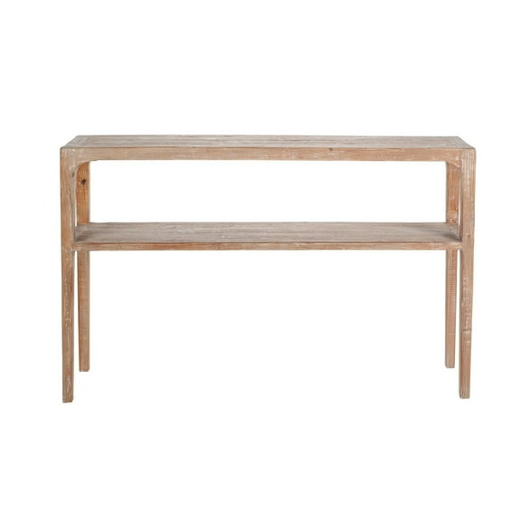 Benjara Tuley Sofa Console Table- Storage Shelf- Pine Wood- Gray- 48 Inch