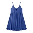 thumbnail image 5 of Women's V Neck Slip Dress Swing Ruffle Hem Dress with Bow Soft Breathable Relaxed Fit Loungewear Dresses for Women Navy M, 5 of 5