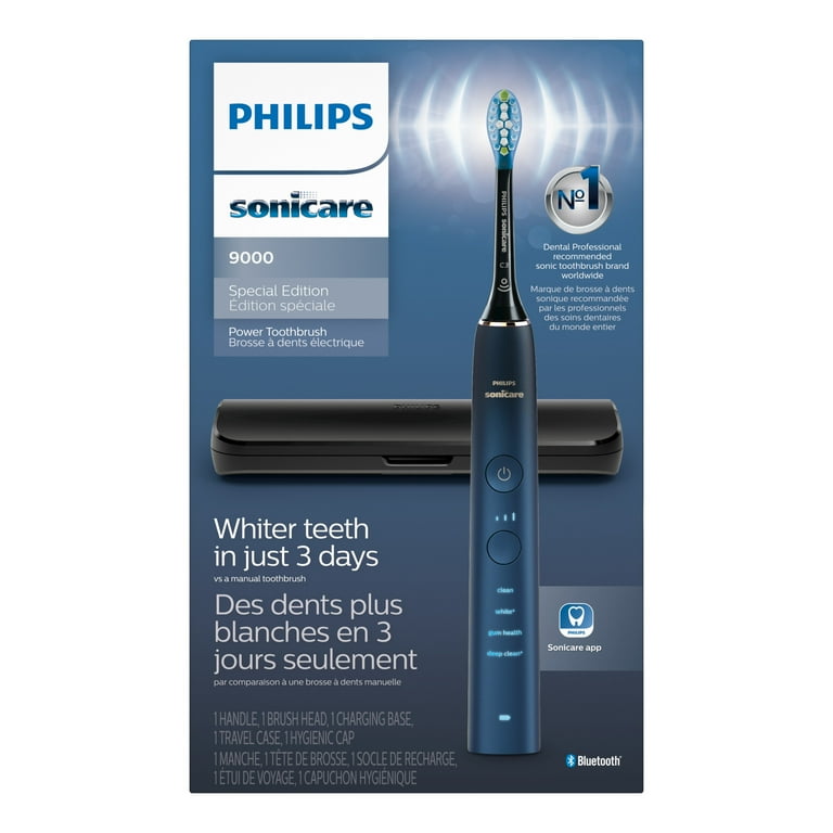 Philips Sonicare 9000 Toothbrush, Blue Black, Rechargeable, HX9911