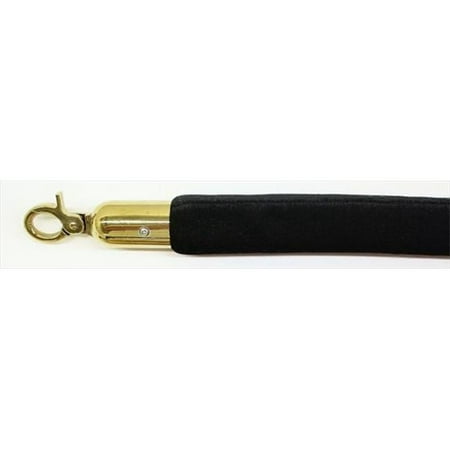 

VIP Crowd Control 1664 96 in. Velour Rope with Gold Closable Hook - Black