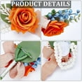 thumbnail image 5 of Cloth 2pcs 2 style Silk Cloth & Plastic Imitation Flower Corsage Boutonniere & Wrist Corsage for Wedding Party Decorations Dark Orange 47x123x145mm 1pc/style, 5 of 6