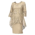 thumbnail image 2 of Eandarui Women Plus Size Formal Dress for Mother of The Bride Dress Floral Lace Cover Up Elegant Champagne 7XL, 2 of 3