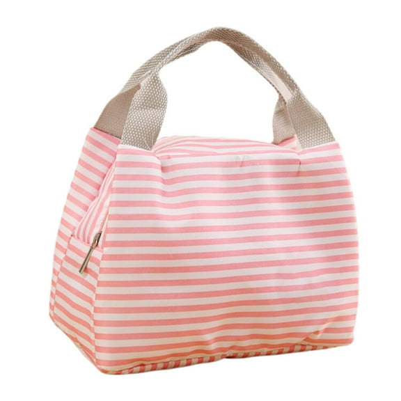 Niriyo Canvas Lunch Tote – Insulated Stripe Bag Keeps Meals Hot or Cold, Large Capacity for Work, Beach & Road Trips, Reusable, Machine-Washable
