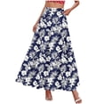 thumbnail image 4 of WRKEKC Flowy Skirts for Women Floral Print Elastic Waist Drawstring Pocket A Line Skirt with Summer Vibe, 4 of 5