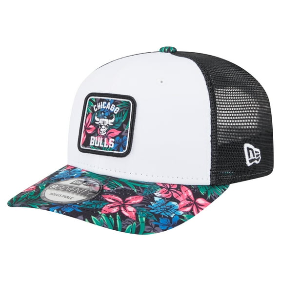 Men's-New Era White Chicago Bulls Floral 9SEVENTY Adjustable Hat