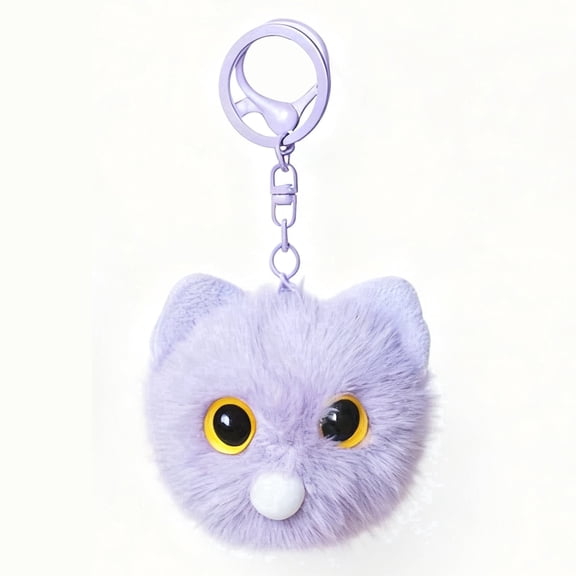 TIANCHANGZC Purple Cat Bag Charm, Cute Plush Cat Keychain for Backpack, Purse & Handbag, Squeeze to Blow Bubbles, Soft Kitty Accessory, Gift for Women and Girls
