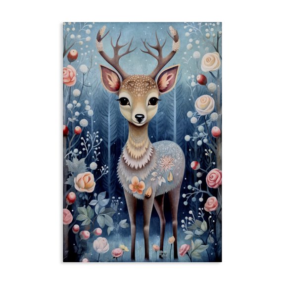 Stupell Industries Woodland Pattern Deer Animals & Insects Painting Gallery Wrapped Canvas Art Print Wall Art, 20 x 30