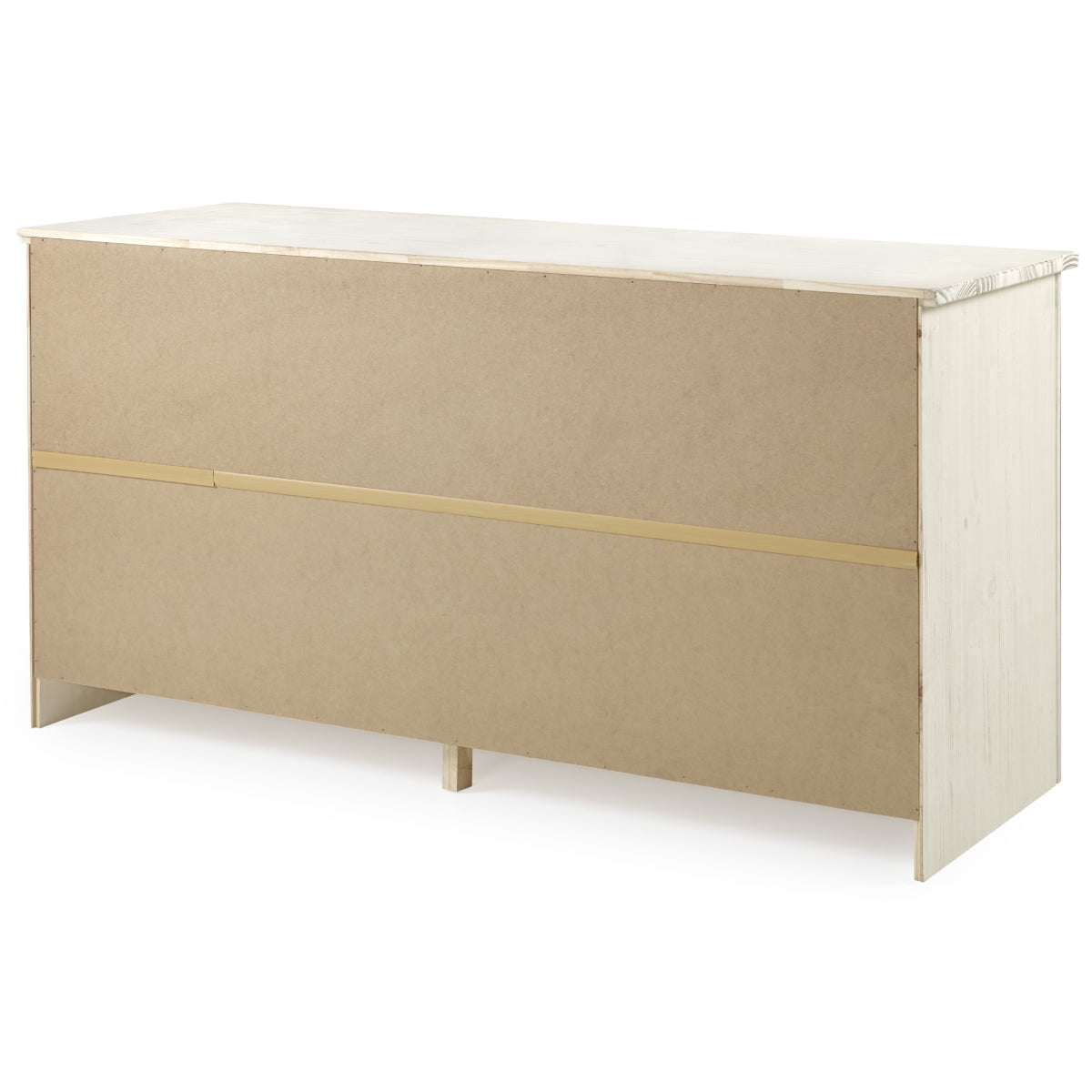 OSHOME 66" Farmhouse Solid Pine Accent Buffet Sideboard with 3 Drawers in Distressed White