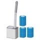 thumbnail image 2 of Juego de 20 cepillos de baño desechables y soporte con esponja PS, tapa abatible automática, almacenamiento montado en la pared, incluye 18 cabezales Gris, 2 of 9